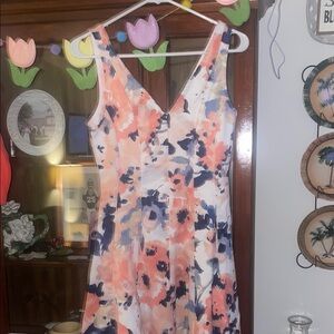 Floral Sleeveless Dress - Pink and Blue
